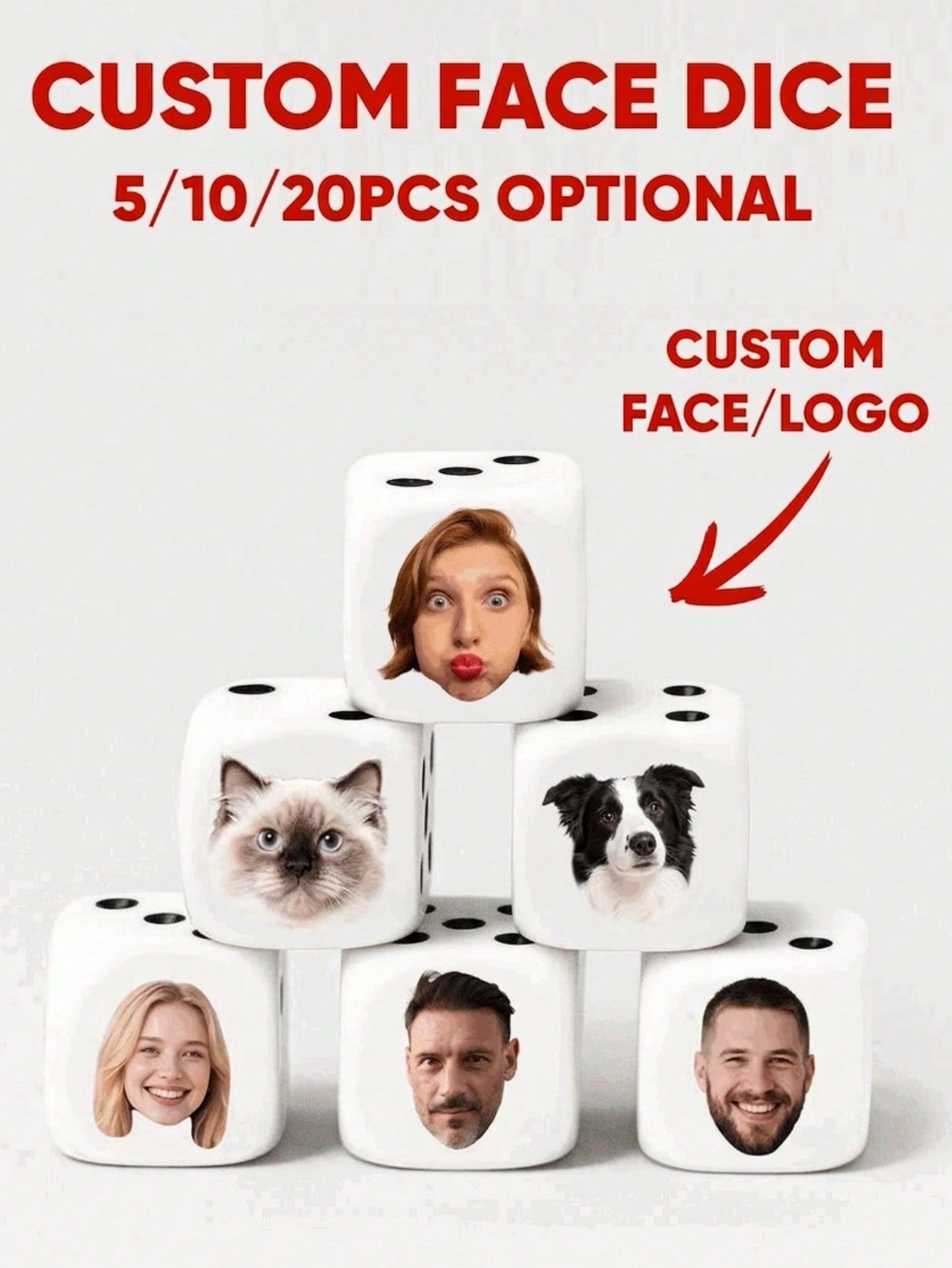 Party Games Gifts - Custom Face Dice Personalized Face Dice