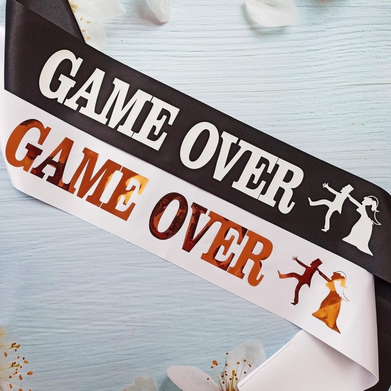 Party Games Bridal Shower - Game Over Bachelor Party Groom Sash,