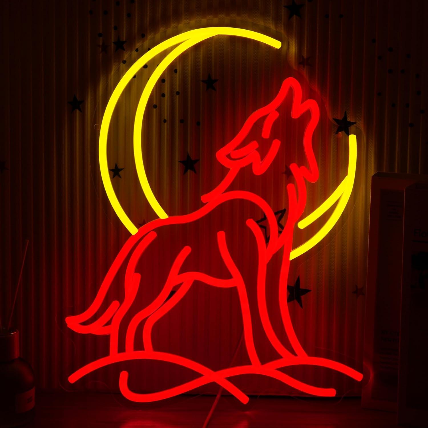 Party Games Gifts - Howling Wolf Neon Sign Dimmable LED