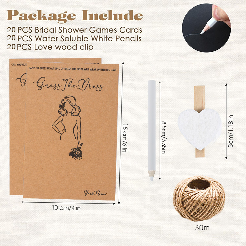 10/20Sets Guess Wedding Dress  - Party Games Bridal Shower 评论和价格