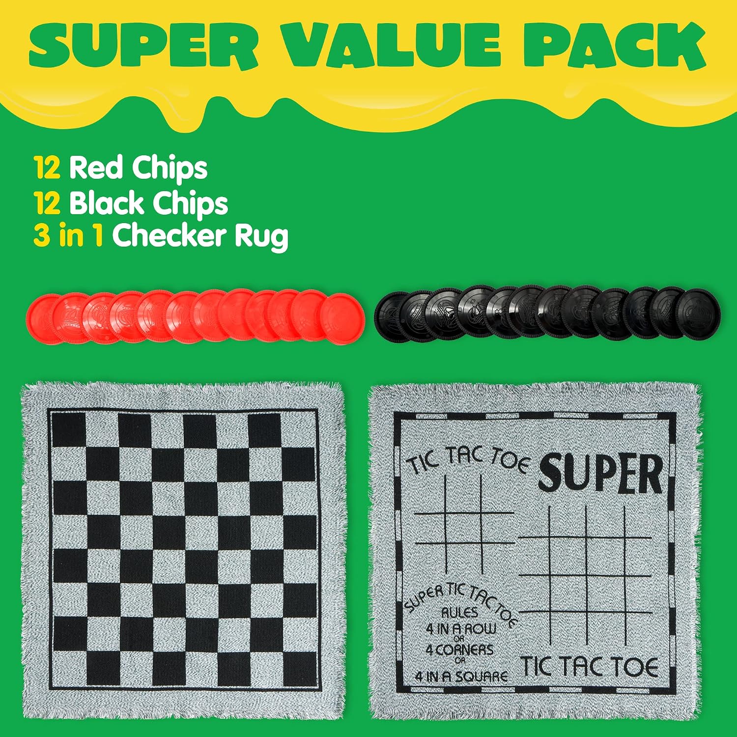 3-in-1 Vintage Giant Checkers, - Tic Tac Toe Giant 评论和价格